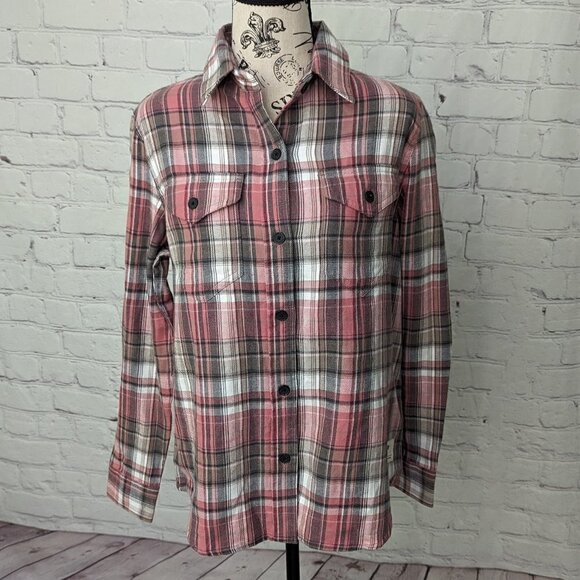 TILLEY Red Pink Brushed Cotton Plaid Shirt S NEW - Picture 2 of 9
